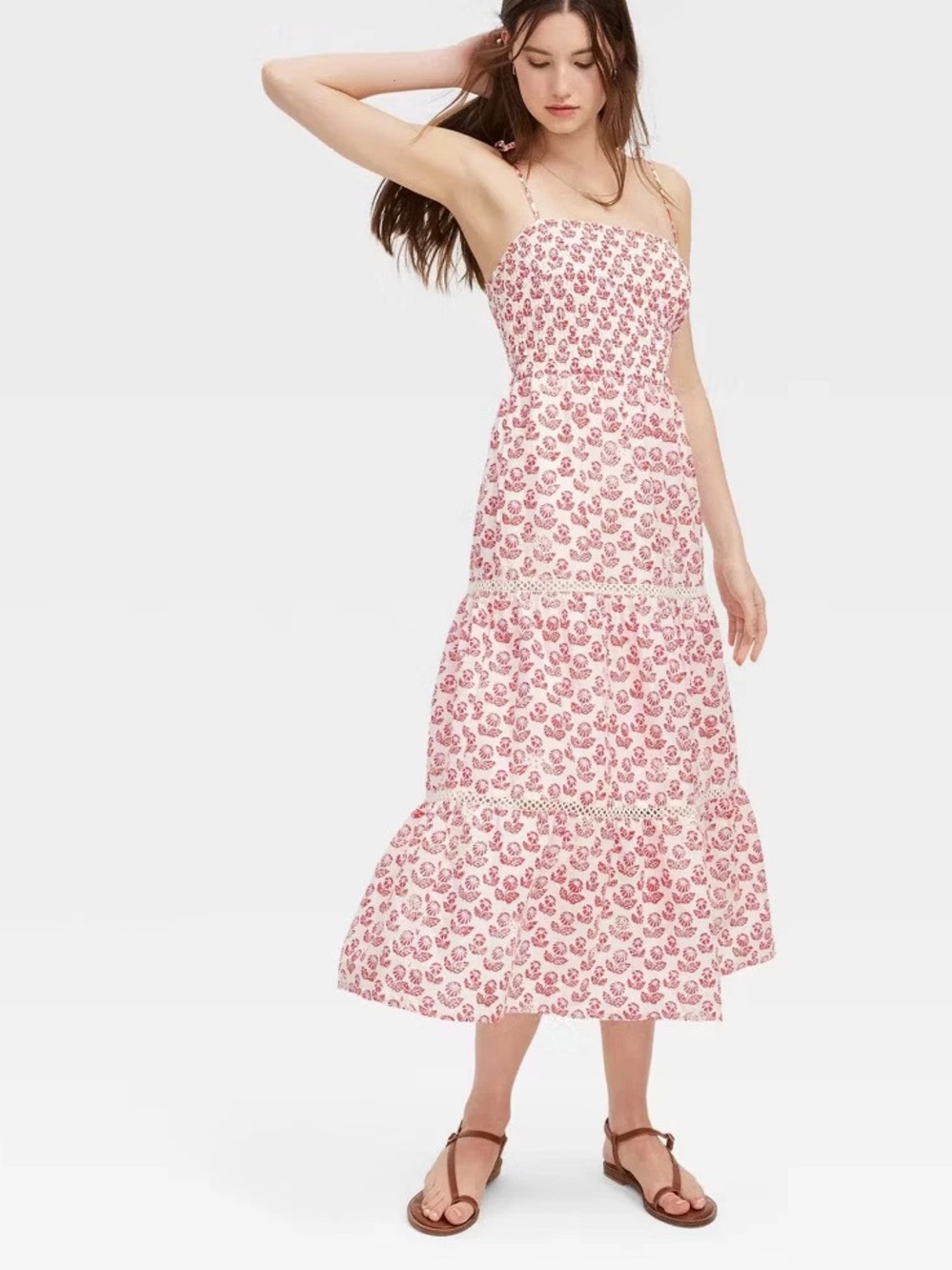 Roller Rabbit x Target Pink Floral Tiered Midi Dress